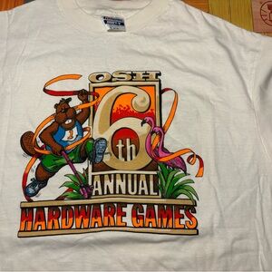 Vintage Hanes Beefy T Shirt OSH 6th Annual Hardware Games size XL